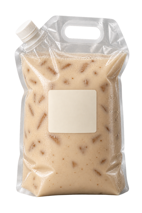 Illustrative one-gallon Horchata beverage bag with a blank label area