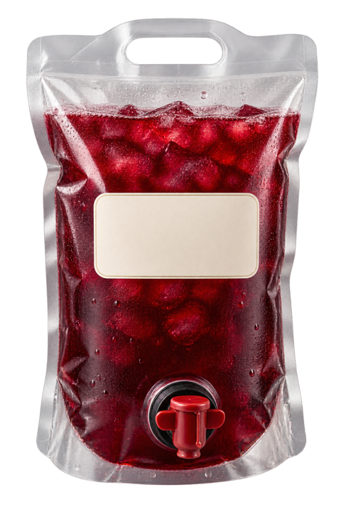 Illustrative one-gallon Jamaica beverage bag with a blank label area